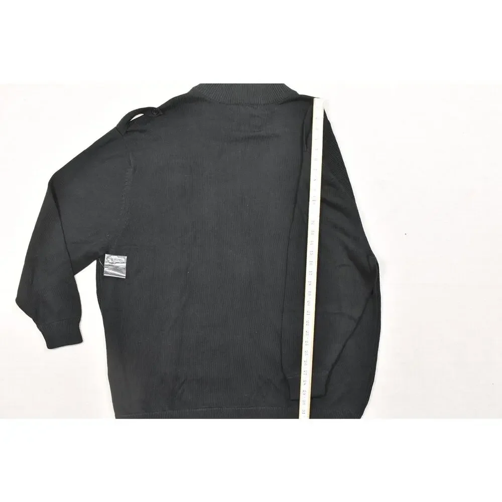 SYNRGY Men 4XLT Black Full Zip Mock Neck Sweater 100% Cotton Military Style NEW
